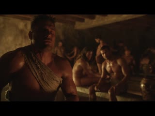 andy whitfield and mike edward in spartacus s01e08